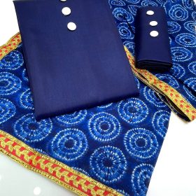 Fresh Oasis | Cotton Silk | Royal Blue & Navy Blue Contrast Color | Libas