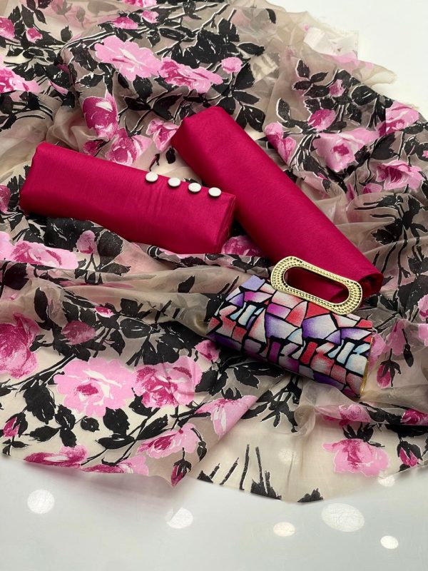 Blossom Breeze | Cotton Silk | Hot Pink Color | Libas