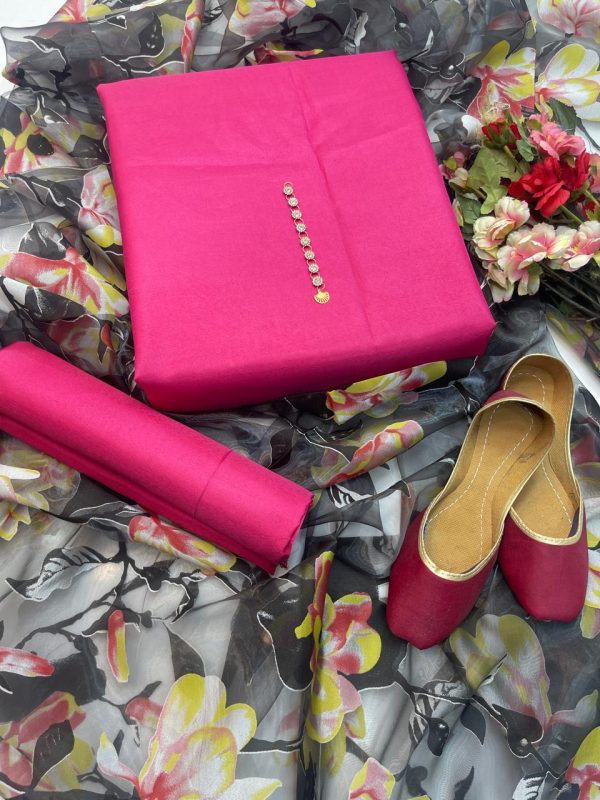 Blossom Breeze | Cotton Silk | Neon Pink Color | Libas