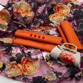 Blossom Breeze | Cotton Silk | Peach Orange Color | Libas