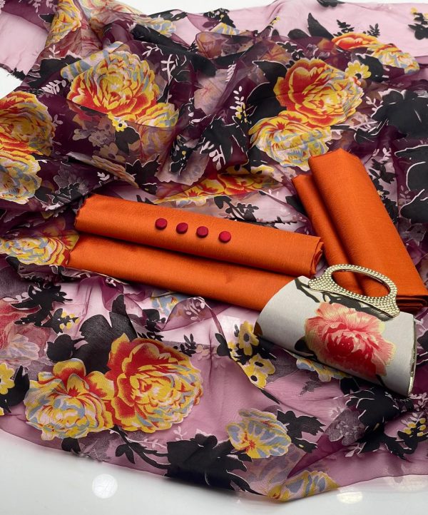Blossom Breeze | Cotton Silk | Peach Orange Color | Libas