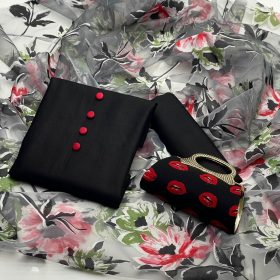Blossom Breeze | Cotton Silk | Hot Black Color | Libas
