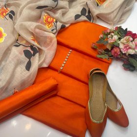Blossom Breeze | Cotton Silk | Orange Color | Libas